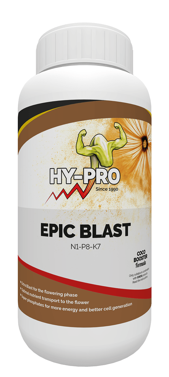 **Produktbezeichnung:** Epic Blast**Produktkategorie:** Pflanzenvoeding**Material:** Chemische voedingsstoffen**Farbe:** Weiß mit farbigen Akzenten**Format:** 1 liter plastic fles**Inhalt:** Extra voeding voor de bloeifase**Toepassing:** Geschikt voor gebruik met kokosproducten, optimaliseert voedingsstoffen voor bloemen en bevordert de energie- en celgeneratie.**Duurzame eigenschappen:** Specifiek geformuleerd voor efficiënte opname, wat bijdraagt aan een duurzame teeltpraktijk.