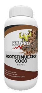 Wortelstimulator voor kokosplanten van HY-PRO, verpakt in een stevige kunststof fles van 1 liter. Het product is bedoeld voor de verbetering van het wortelstelsel van planten. Met ingrediënten die de weerstand van wortels in kokos verhogen, draagt het bij aan een groter en sterker wortelsysteem. Geschikt voor gebruik in kokosmedium voor optimale plantgroei. Deze stimulator ondersteunt de ontwikkeling van sterke en gezonde planten.