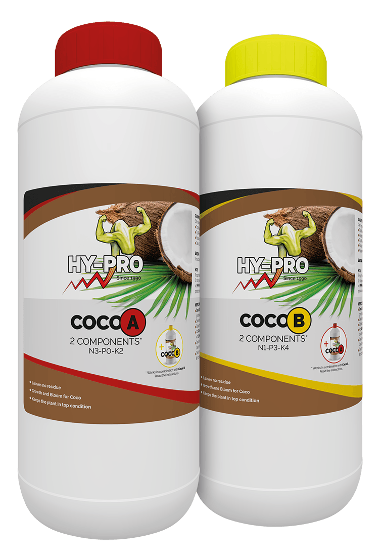 Coco A en Coco B zijn twee-componenten voedingsstoffen voor planten, speciaal ontwikkeld voor gebruik met kokosgrond. Coco A (N3-P0-K2) en Coco B (N1-P3-K4) zijn verpakt in stevige plastic flessen in een wit met gekleurd ontwerp. Deze producten zijn ontworpen om optimale groei en bloei te bevorderen. Ze laten geen residu achter, houden de plant in topconditie en zijn eenvoudig te gebruiken gemengd. Speciaal geschikt voor kwekers die milieuvriendelijke en duurzame opties zoeken voor hun kokospannen.