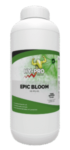 Hy-Pro Epic Bloom is een voedingsmiddel voor planten dat speciaal is ontwikkeld voor gebruik in de grond. Het product bevat een uitgebalanceerde formule met een NPK-verhouding van 1-9-8, die extra bloempower biedt. Dit product bevordert zowel de kwaliteit als de smaak van de geoogste planten. Tevens bevat het superfosfaat, wat de celgeneratie verbetert. De verpakking is een witte kunststof fles met een veilige afsluitdop en is ontworpen voor gebruiksgemak.