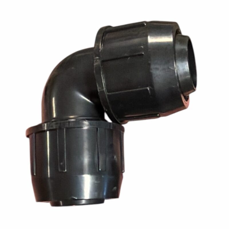 PE hoekverbinding 25 mm voor kunststof buizen.