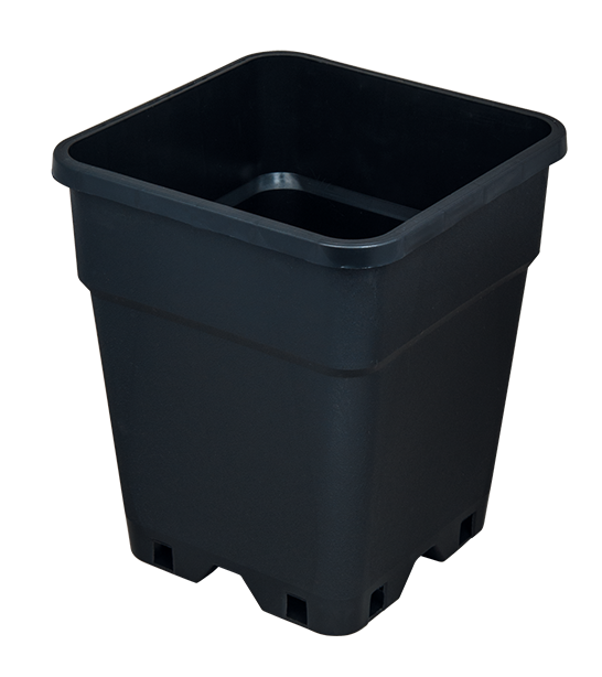 Zwarte kunststof bloempot met vierkante vorm, ontworpen voor binnen- of buitentoepassing. De pot is gemaakt van duurzaam, recyclebaar materiaal en heeft een inhoud van twintig liter. Geschikt voor diverse plantensoorten, biedt deze pot optimale drainage door de luchtgaten aan de onderkant. Afmetingen zijn 32 cm hoog en 34 cm breed.