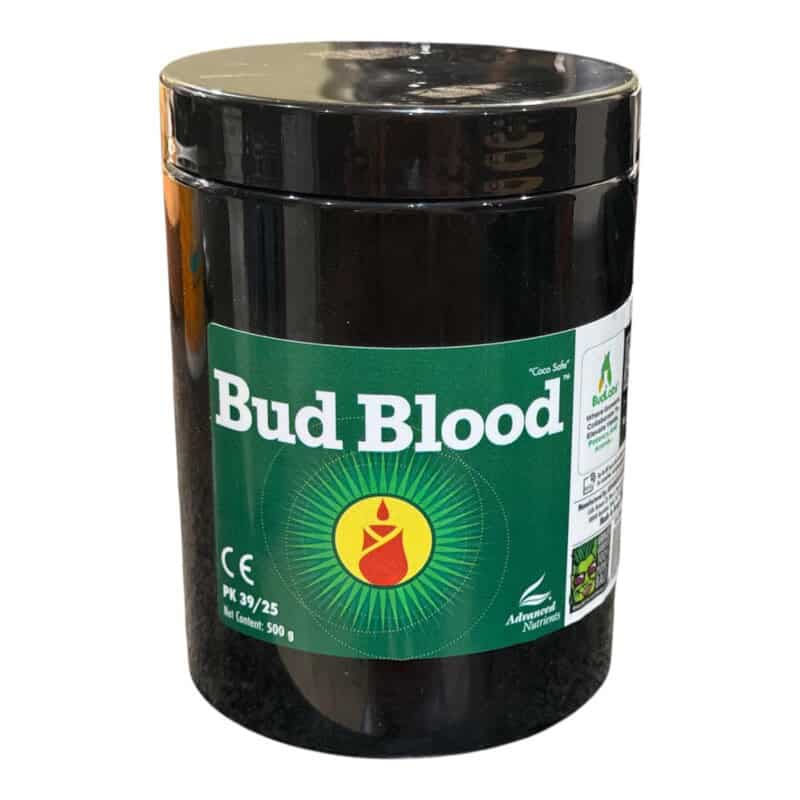 Bud Blood voedingssupplement voor planten, 500g, geschikt voor geavanceerde voedingsschema's.