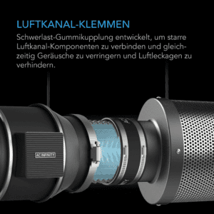 AC Infinity geluidsreducerende klem voor ventilatie- en luchtkanaalcomponenten.
