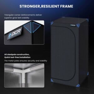 OCR Pro 80 kweekkast met stevige metalen frame en hoekversterkingen.