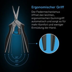 Ergonomische schaar voor comfortabel knippen.