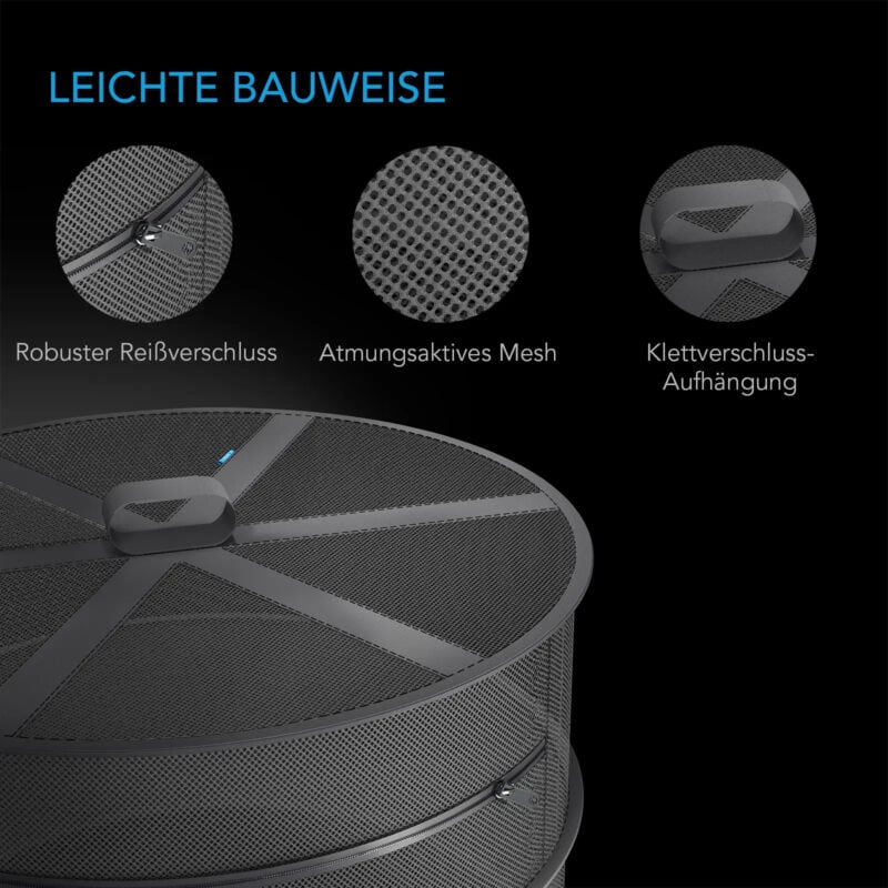 Innovatief luchtbevochtiger met robuuste sluiting en ademend mesh voor optimale luchtkwaliteit.